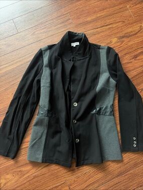 Women's Black and Gray Tailored Blazer - Structured Two-Tone Jacket